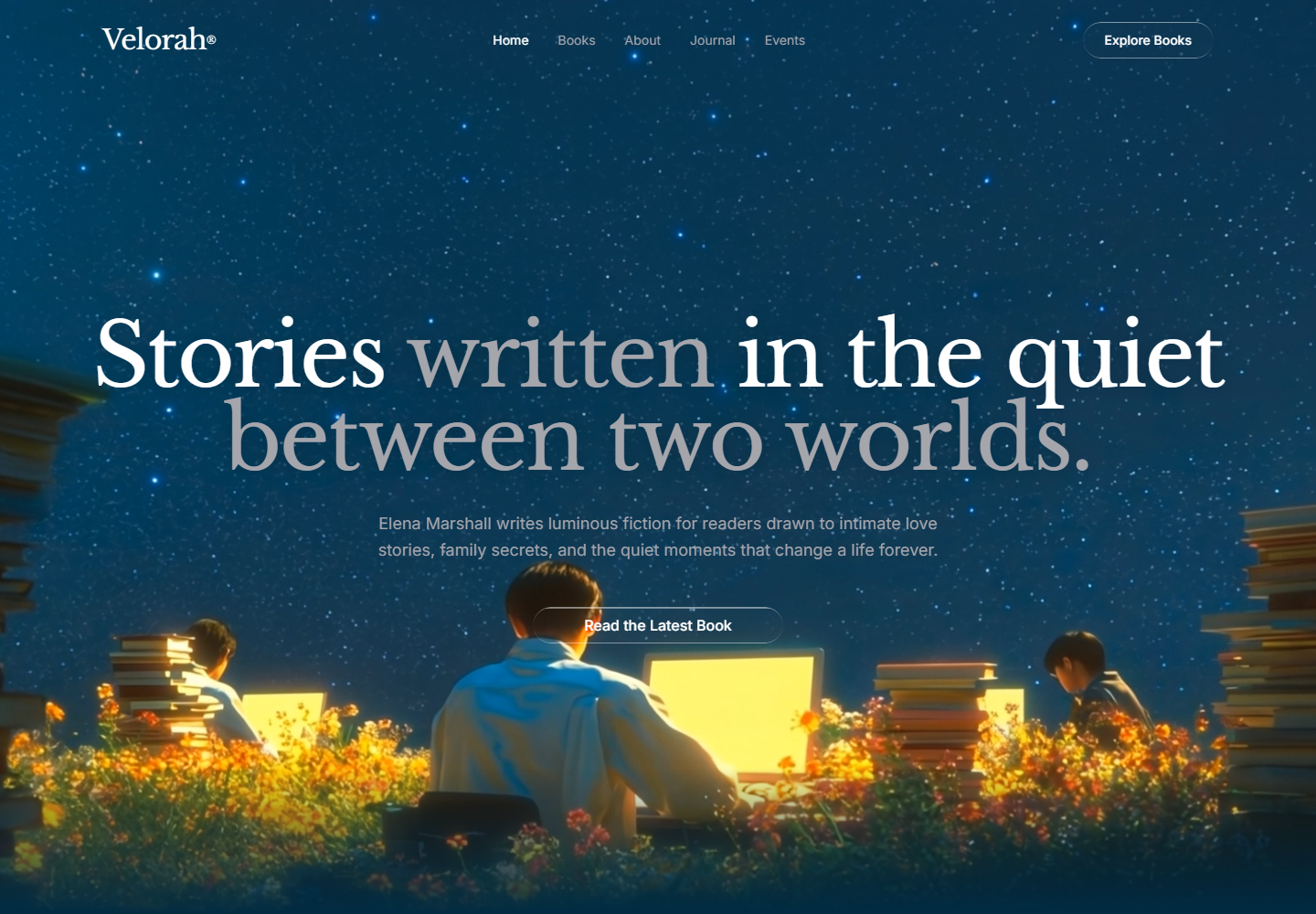 Velorah Author Website screenshot